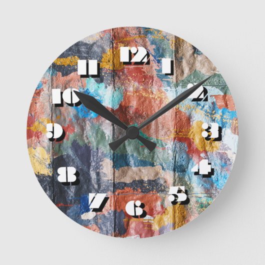 12 Zahlenoptionen - Graffiti-Clock Runde Wanduhr (Vorderseite)
