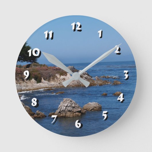 12 Zahlenoptionen - Rocky Coastline-Clock Runde Wanduhr (Vorderseite)