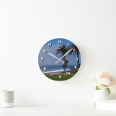 12 Zahlenoptionen - Strand und BaumUhr Runde Wanduhr (Zuhause)
