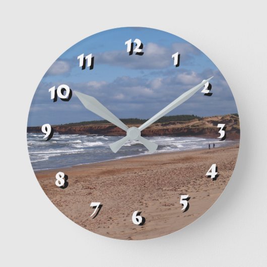 12 Zahlenoptionen - Strand und Wellen-Uhr Runde Wanduhr (Vorderseite)