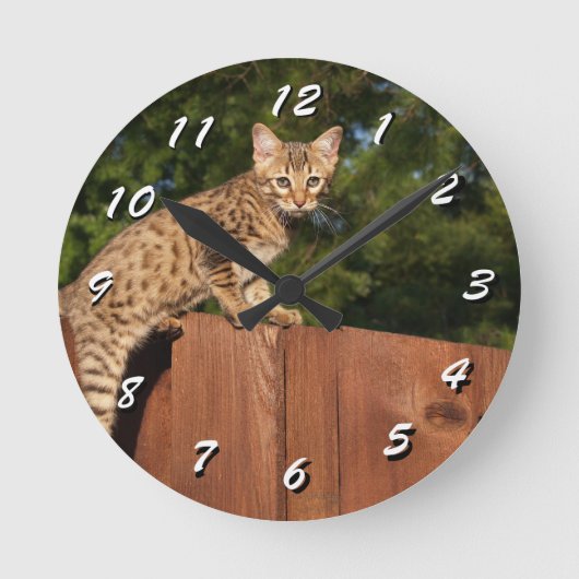 12 Zahlenoptionen wählen - Cat Clock Runde Wanduhr (Vorderseite)