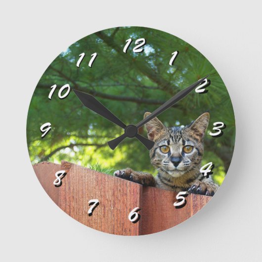 12 Zahlenoptionen wählen - Cat Clock Runde Wanduhr (Vorderseite)
