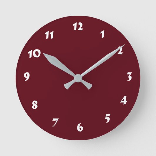 12 Zahlenoptionen zur Auswahl aus Burgundy Clock Runde Wanduhr (Vorderseite)