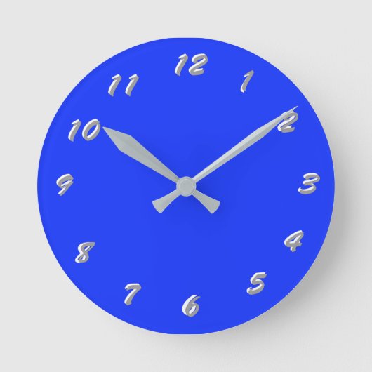 12 Zahlenoptionen zur Auswahl aus Neon Blue Clock Runde Wanduhr (Vorderseite)