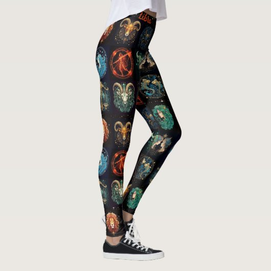 12 Zeichen der Zodiac Custom Black High Quality Leggings (Rechts)