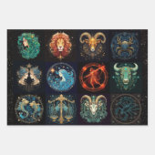12 Zeichen des Zodiac Schöne Geburtstag Geschenkpapier Set (Vorderseite 3)