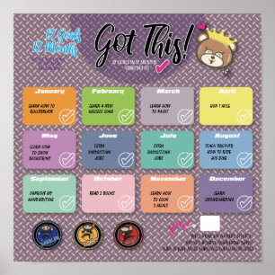 12 ZIELE IN 12 MONATEN - HERAUSFORDERUNGSPOSTER POSTER