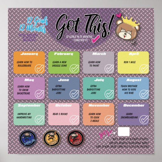 12 ZIELE IN 12 MONATEN - HERAUSFORDERUNGSPOSTER POSTER (Vorne)