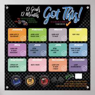 12 ZIELE IN 12 MONATEN - HERAUSFORDERUNGSPOSTER POSTER
