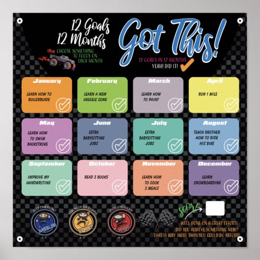 12 ZIELE IN 12 MONATEN - HERAUSFORDERUNGSPOSTER POSTER (Vorne)