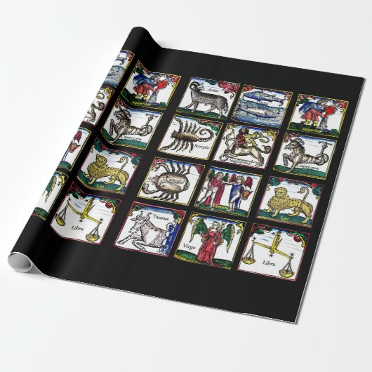 12 Zodiac-Zeichen Geburtstagssymbole Kunst Geschenkpapier (Ungerollt)
