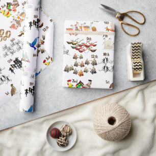 12 Zwölf Tage Weihnachten Seidenpapier Geschenkpapier