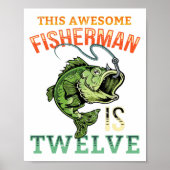 12th Birthday Fishing Gift Bass Fish Bday Party Fi Poster (Vorne)