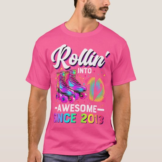 12Th Birthday Girl 12 Year Old Roller Skate Skatin T-Shirt (Vorderseite)