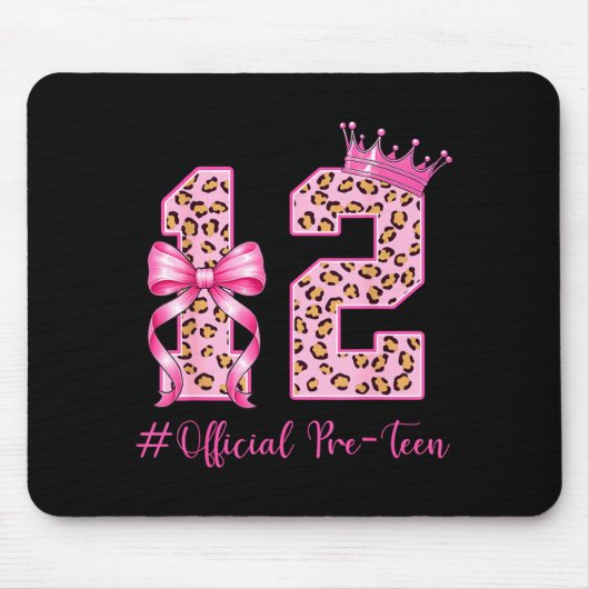 12th Birthday Girl Nk Coquette Bow Leopard 12 Year Mousepad (Vorne)