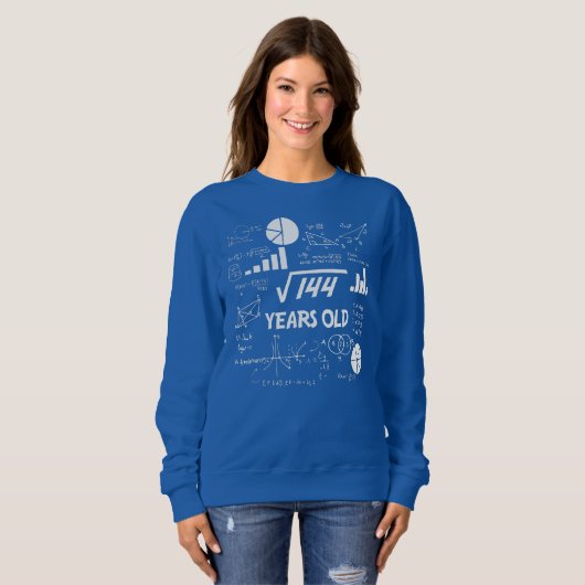 12th Birthday Love Math Square Root 144 Teacher Sweatshirt (Vorne ganz)