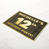 12th Birthday Party: Bold, Falschwood Grain Patter Folieneinladung (Gedreht)