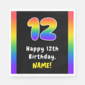12th Birthday: Rainbow Spectrum # 12, Custom Name Serviette (Vorderseite)