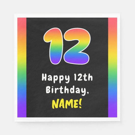 12th Birthday: Rainbow Spectrum # 12, Custom Name Serviette (Vorderseite)