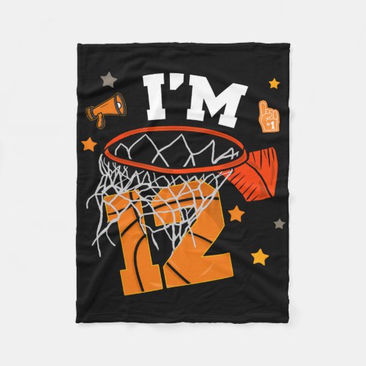 12th Birthday Sketll Boy Twelve Years 12 Yr Old Bd Fleecedecke (Vorderseite)