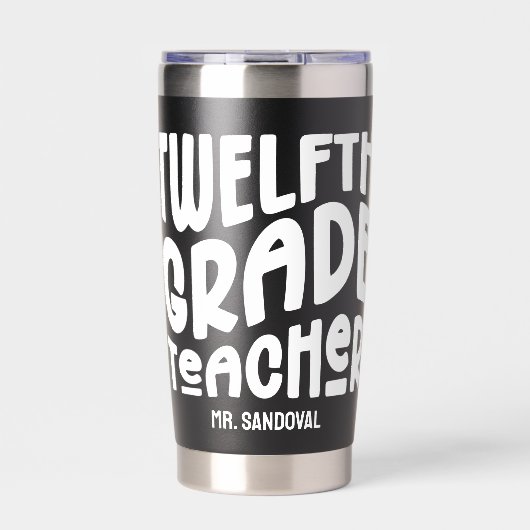 12th Grade Teacher Minimalist Text Thermobecher (Vorderseite)