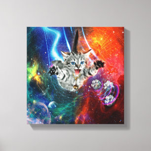 12x12 Psychedelischer Raum Kitty Cat auf Leinwand. Leinwanddruck