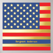 12x12 "Thin Blue Line Police Law" US Flag REAL GOL Foliendrucke (Vorderseite)