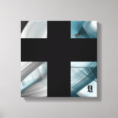 12x12" Trend Abstract Art Canvas Black White Blue Leinwanddruck (Vorderseite)