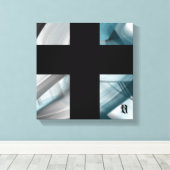 12x12" Trend Abstract Art Canvas Black White Blue Leinwanddruck (Insitu (Holzboden))