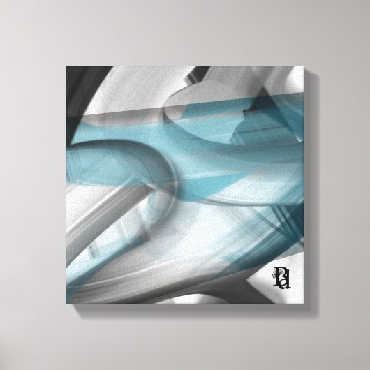 12x12" Trend Abstract Art Canvas Black White Blue Leinwanddruck (Vorderseite)