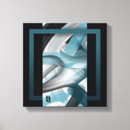 12x12" Trend Abstract Art Canvas Black White Blue Leinwanddruck