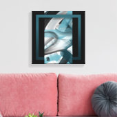 12x12" Trend Abstract Art Canvas Black White Blue Leinwanddruck (Insitu (Wohnzimmer))