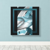 12x12" Trend Abstract Art Canvas Black White Blue Leinwanddruck (Insitu (Holzboden))