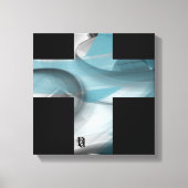 12x12" Trend Abstract Art Canvas Black White Blue Leinwanddruck (Vorderseite)