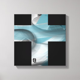 12x12" Trend Abstract Art Canvas Black White Blue Leinwanddruck