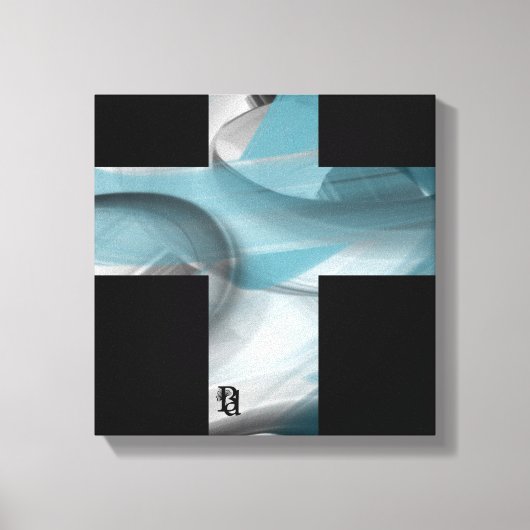 12x12" Trend Abstract Art Canvas Black White Blue Leinwanddruck (Vorderseite)