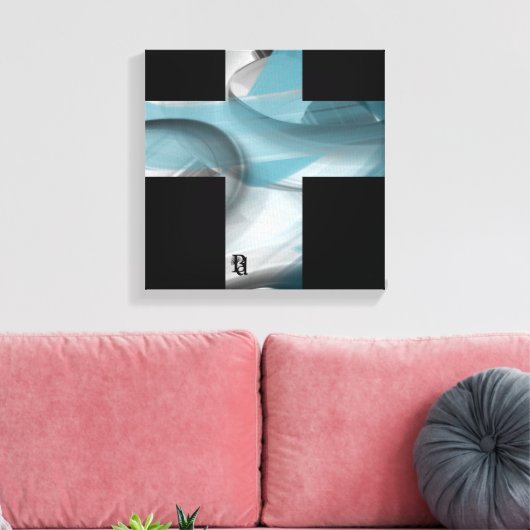 12x12" Trend Abstract Art Canvas Black White Blue Leinwanddruck (Insitu (Wohnzimmer))