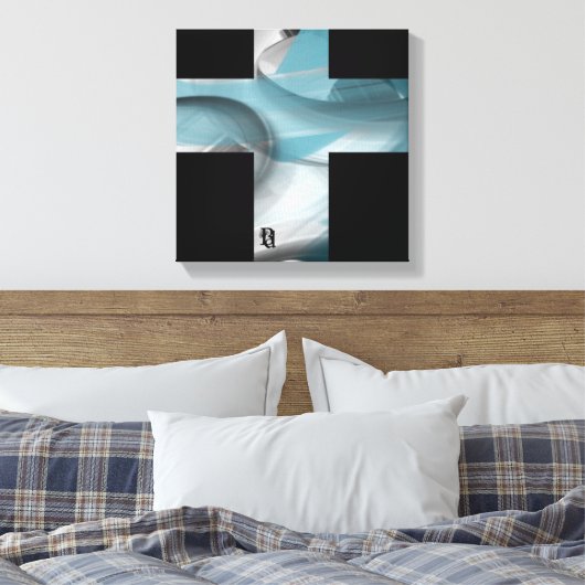 12x12" Trend Abstract Art Canvas Black White Blue Leinwanddruck (Insitu (Schlafzimmer))
