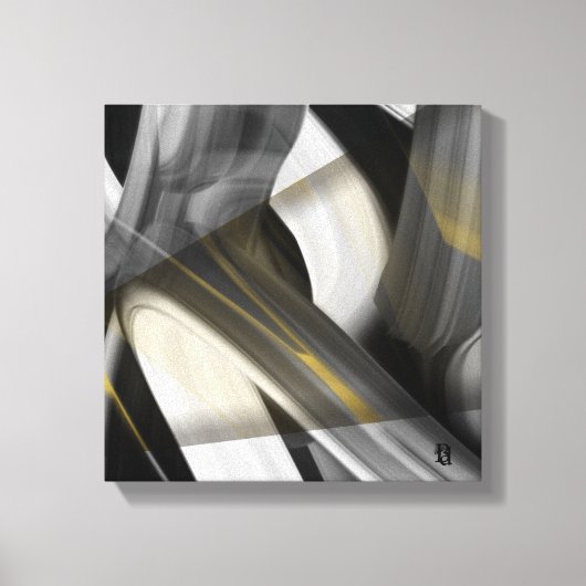12x12" Trend Abstract Art Canvas Black White Gold Leinwanddruck (Vorderseite)