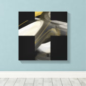 12x12" Trend Abstract Art Canvas Black White Gold Leinwanddruck (Insitu (Holzboden))
