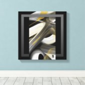 12x12" Trend Abstract Art Canvas Black White Gold Leinwanddruck (Insitu (Holzboden))