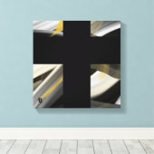 12x12" Trend Abstract Art Canvas Black White Gold Leinwanddruck (Insitu (Holzboden))