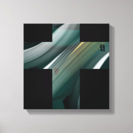 12x12" Trend Abstract Art Canvas Black White Green Leinwanddruck