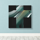 12x12" Trend Abstract Art Canvas Black White Green Leinwanddruck (Insitu (Holzboden))