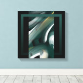 12x12" Trend Abstract Art Canvas Black White Green Leinwanddruck (Insitu (Holzboden))