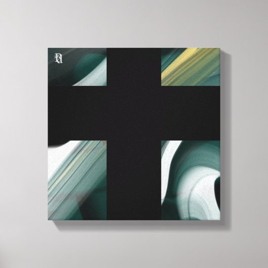 12x12" Trend Abstract Art Canvas Black White Green Leinwanddruck (Vorderseite)