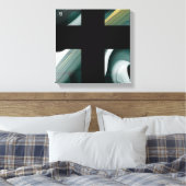12x12" Trend Abstract Art Canvas Black White Green Leinwanddruck (Insitu (Schlafzimmer))