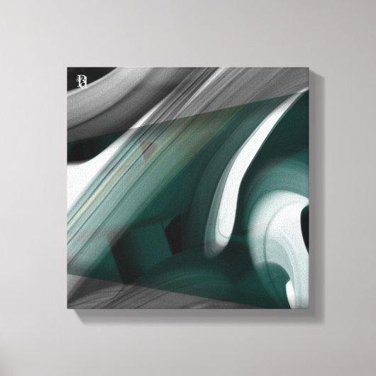 12x12" Trend Abstract Art Canvas Black White Green Leinwanddruck (Vorderseite)