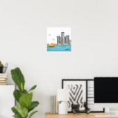 12x12 Whimsical Detroit Skyline Poster (Heimbüro)