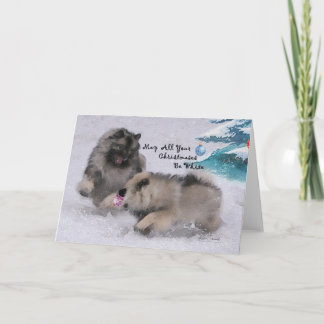 12x18 2018 Feiertagkeeshond-Weihnachtskarte Karte